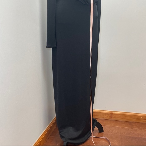 NEW! House of CB- SASKIA Black Draped Maxi Dress Size Large Plunge Neckline - Picture 4 of 15
